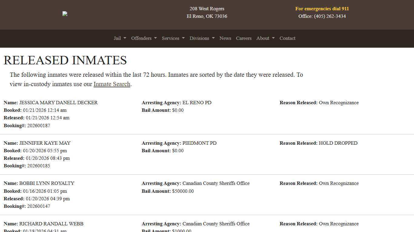 Released | Canadian County Sheriff's Office