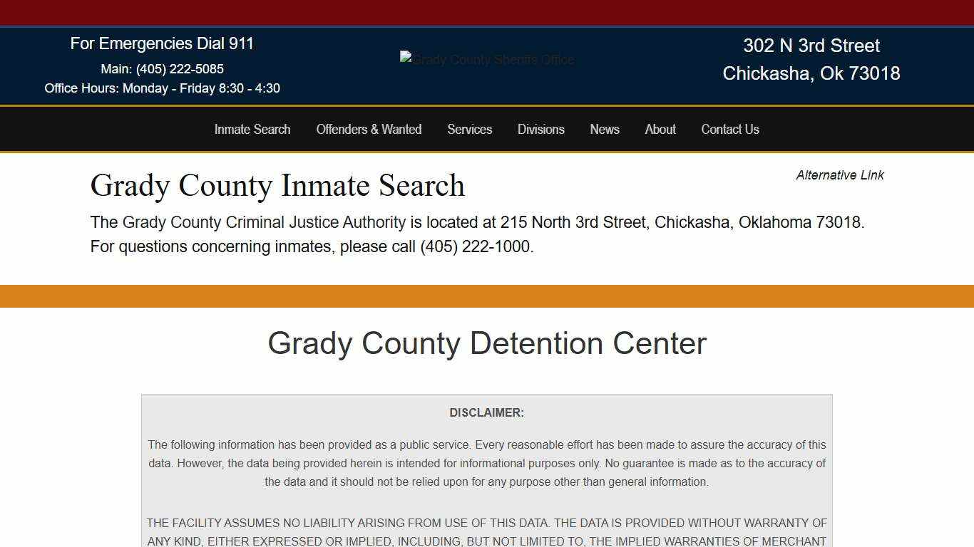 Inmate Search - Grady County Sheriff's Office